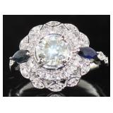 14kt White Gold 1.82 ct Sapphire & Diamond Ring