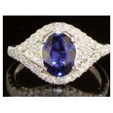 14kt White Gold 2.22 ct Sapphire & Diamond Ring