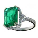 14kt Gold 6.73ct Emerald & Diamond Ring