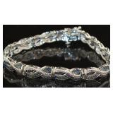 Elegant Blue & Black Diamond Accent Bracelet