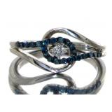 Elegant 1/4 ct Fancy Blue & White Diamond Ring