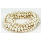 Genuine 96" Freshwater White Pearl Necklace