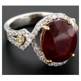 14kt Gold 11.12 ct Ruby & Diamond Ring
