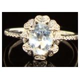 Oval 2.21 ct Natural Aquamarine & Diamond Ring