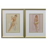 Set Of 2 Pin Up Girls By Alberto Vargas