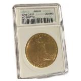 1908-D MS62 Saint Gaudens $20.00 Gold Double Eagle