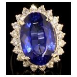 14kt White Gold 22.29 ct Sapphire & Diamond Ring
