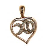 Rose Toned Natural 1/4 ct Diamond XO Pendant