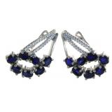 Natural 1.85 ct Sapphire & White Topaz Earrings