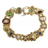 14kt Gold Natural Gemstone & Diamond Bracelet