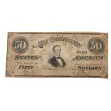 Confederate States $50.00 Large Currency Note