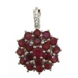 Genuine 10.55 ct Ruby Round Cluster Pendant