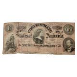 Confederate States $100 Large Currency Note