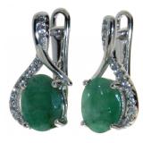 Natural Emerald & White Topaz Earrings