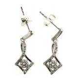 Genuine 1/4 ct Diamond Dangle Earrings