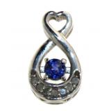 Genuine Sapphire & Diamond Infinity Heart Pendant