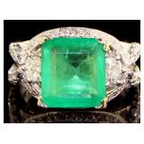 18kt Gold 5.05 ct Emerald & Diamond Ring
