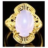 14kt Gold Natural Cabochon Lavender Jade Ring