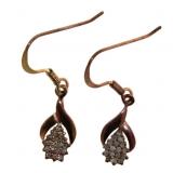 Genuine Rose Toned 1/4 ct Diamond Dangle Earrings