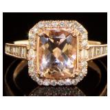 14kt Rose Gold 2.22 ct Morganite & Diamond Ring