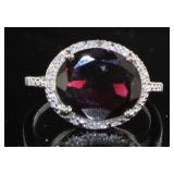 Oval 5.06 ct Natural Garnet & Diamond Ring