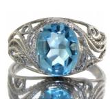 14kt Gold Natural 3.30 ct Swiss Blue Topaz Ring