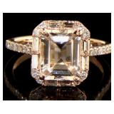 14kt Rose Gold 2.50 ct Morganite & Diamond Ring