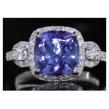 14kt Gold 4.17 ct Tanzanite & Diamond Ring