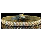 10kt Rose-Yellow-White Gold 7.5" Bracelet