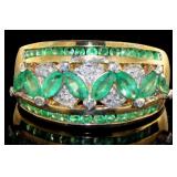 10kt Gold Natural 1.50 ct Emerald & Diamond Ring