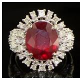 14kt Gold 8.88 ct Oval Ruby & Diamond Ring