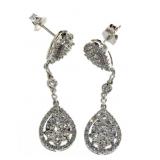 14kt Gold Pear Cut 1.00 ct Diamond Drop Earrings