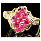 14kt Gold 2.20 ct Ruby & Diamond Waterfall Ring
