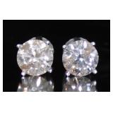 14kt Gold 2.00 ct Round Cut Diamond Stud Earrings