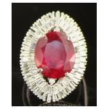 14kt Gold 13.08 ct Oval Ruby & Diamond Ring