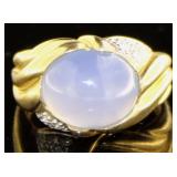 14kt Gold Natural Lavender Jade & Diamond Ring