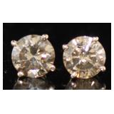 14kt Gold 1.25 ct Brilliant Diamond Stud Earrings