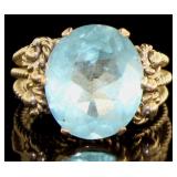 14kt Gold Oval 4.70 ct Natural Blue Topaz Ring