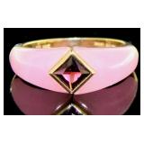 14kt Gold Pink Jade & Amethyst Estate Ring