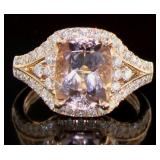 14K Rose Gold 3.62 ct Morganite and Diamond Ring