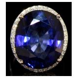 14kt Gold 31.62 ct Sapphire & Diamond Ring