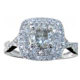 14k White Gold 1.42 ct Round Cut Diamond Ring