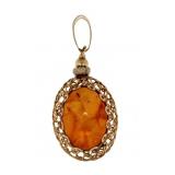 14kt Gold Natural Cabochon Baltic Amber Pendant