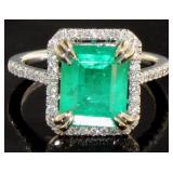14kt Gold 3.81ct Emerald & Diamond Ring