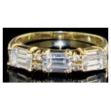 10kt Gold Emerald Cut White Topaz Ring