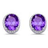 Oval 4.15 ct  Amethyst Designer Earrings