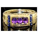 10kt Gold Amethyst & Sapphire Ring