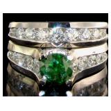 14k White Gold 2.65 ct Fancy Green Diamond Ring