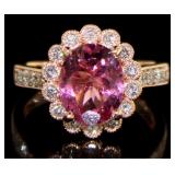 14Kt Rose Gold 2.56 ct Tourmaline and Diamond Ring