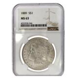 1889 Philadelphia MS63 Morgan Silver Dollar